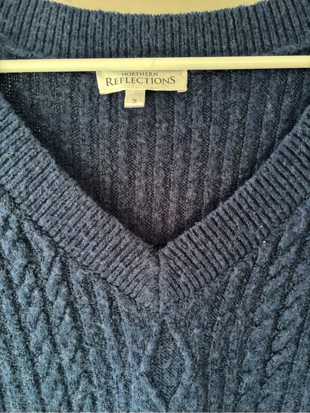 Northern Reflections Navy Cable Knit V-Neck Sweater Vest - Picture 4 of 5